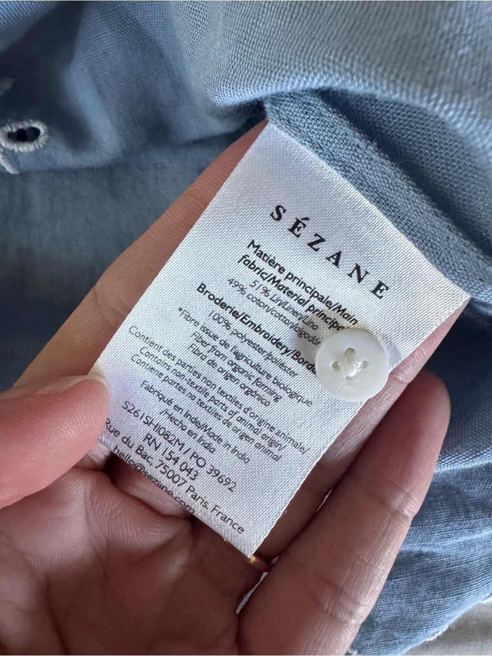 Sézane Light Blue Sleeveless Eyelet Embroidered Top - Picture 4 of 5